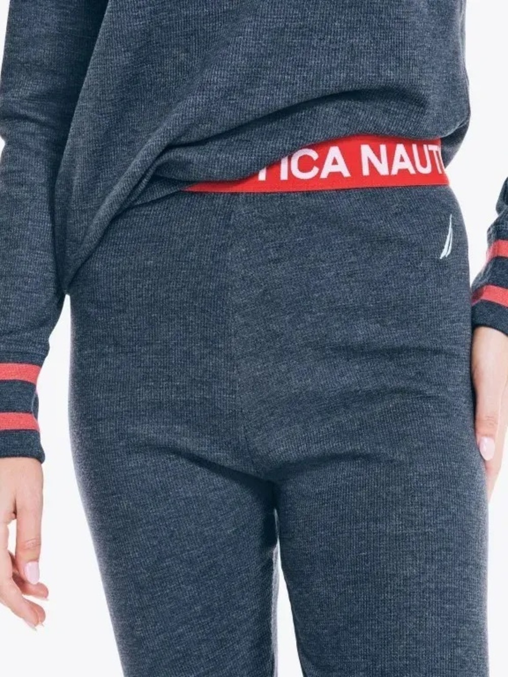 Nautica Women’s Thermal Base Layer Waffle Knit Leggings Navy Large